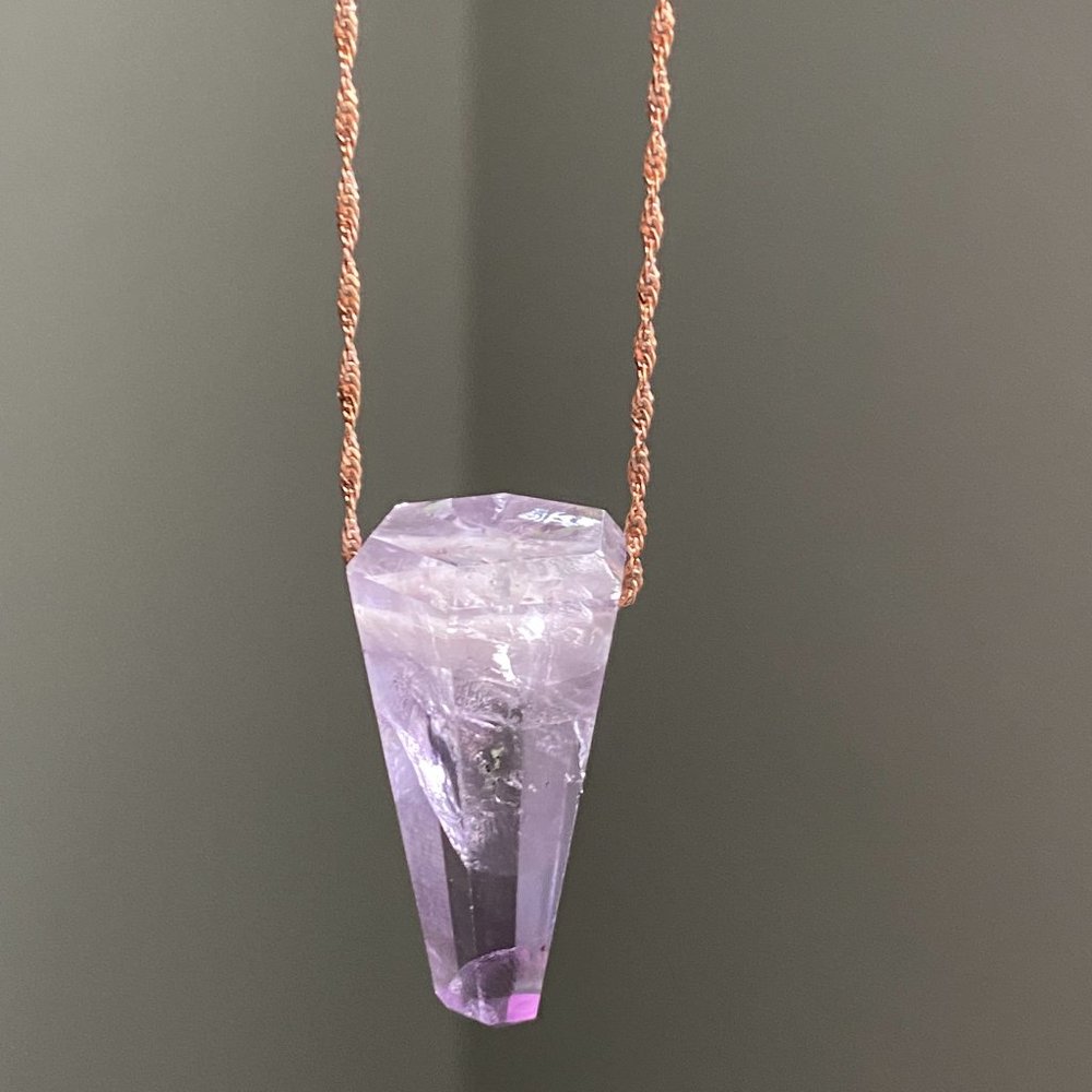 Pratt Daddy Amethyst Pendant with 14k Rose Gold filled rope chain Very Rare!